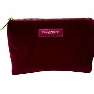 Dolce & Gabbana Wine Velvet Cosmetic Pouch with Gold Zipper